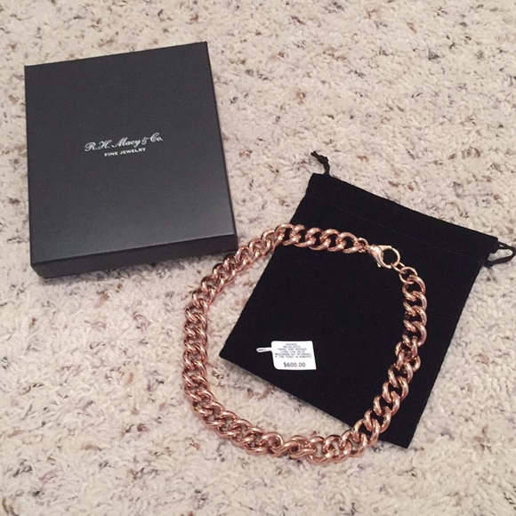 RH Macy & Co. Macy’s 18k Rose Gold chain link 17” chunky necklace - Picture 3 of 10